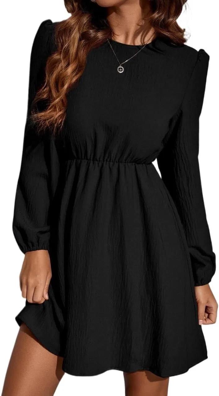 Женское A-силуэта платье с длинным рукавом, Black
