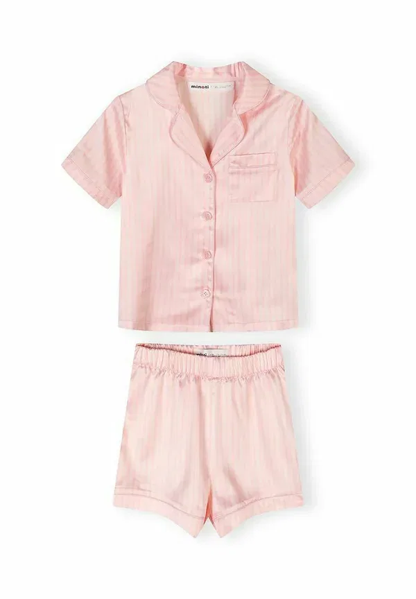 Пижамный комплект из сатина, Button up short sleeve and set, Minoti, pale pink, бледно-розовый — фото 2