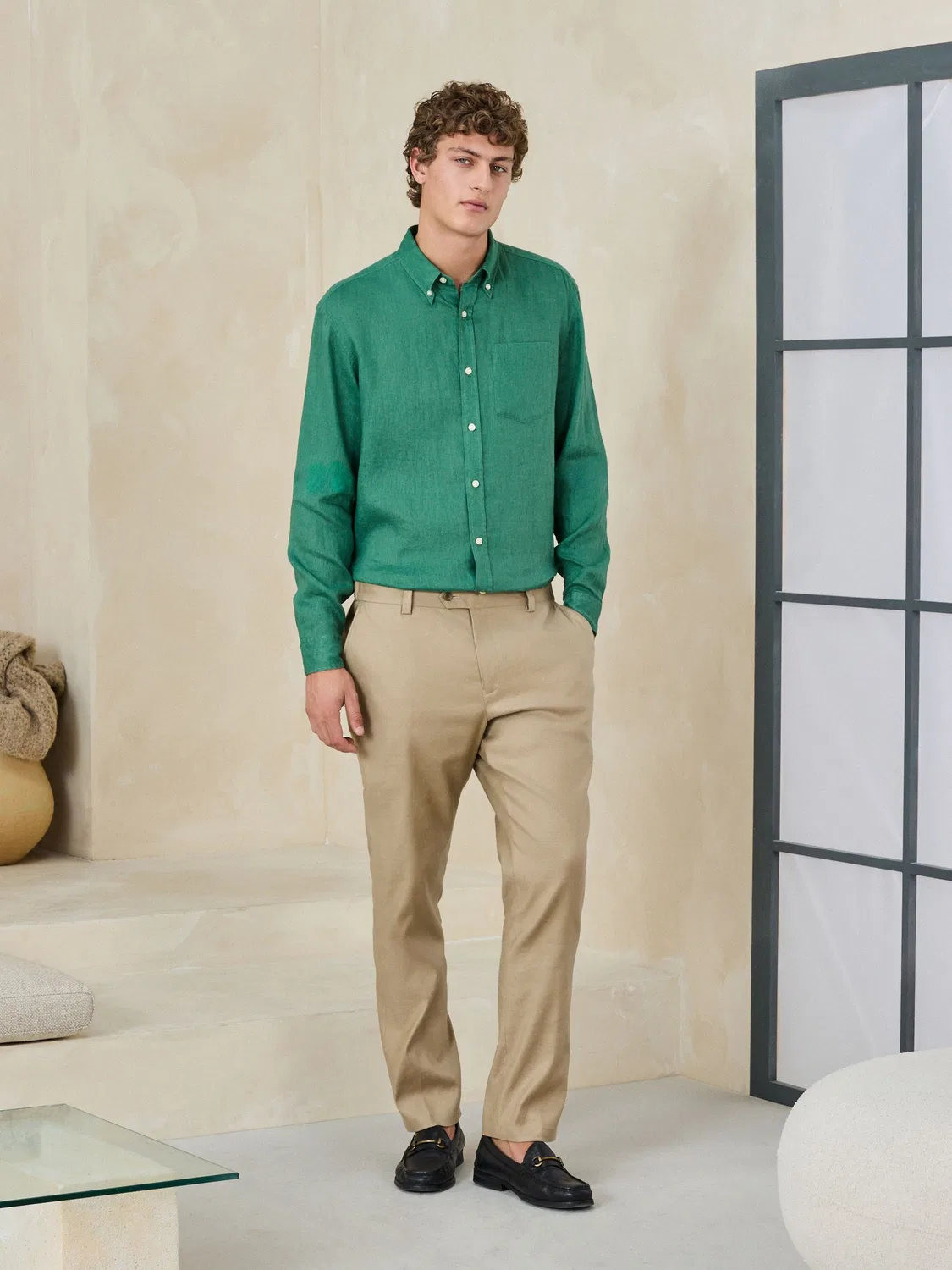 Next Умные брюки Stone Slim Fit из льна TENCEL с добавлением лиоцелла Motionflex — фото 2