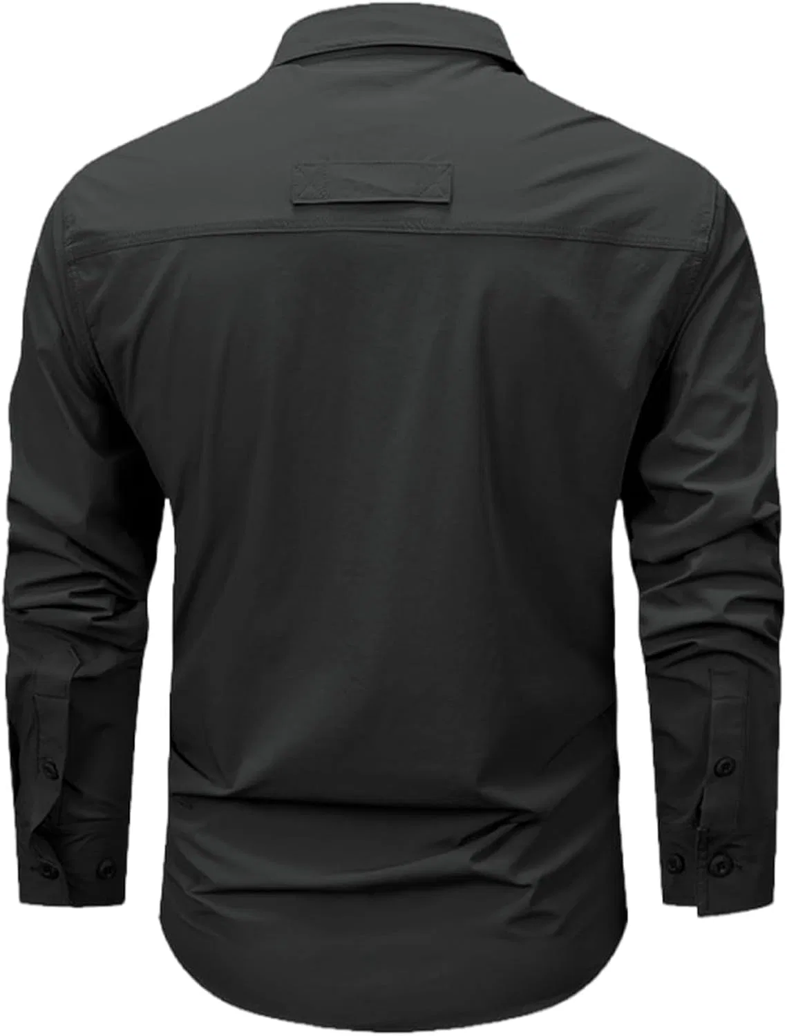 Мужская хлопковая рубашка военного кроя с длинным рукавом, Cargo Shirts for Men, чёрный — фото 2