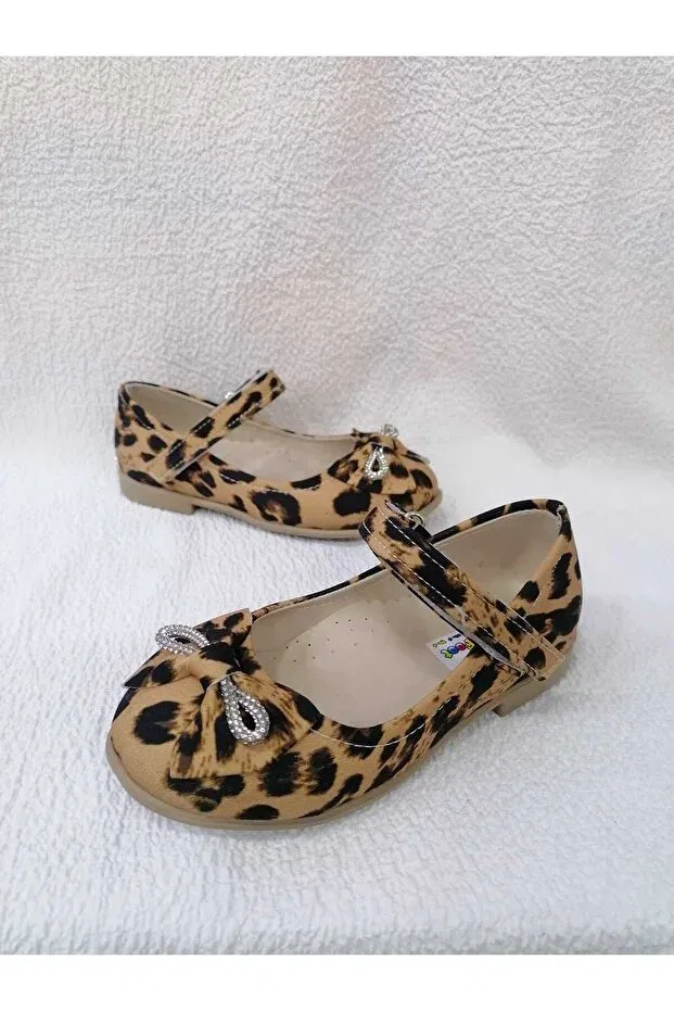 Детские балетки для девочек с принтом Özgür Kids, Brown Leopard — фото 3