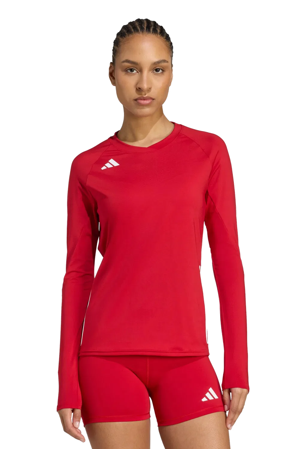 Женская длинная футболка регулярная HILO Adidas, красный — фото 2
