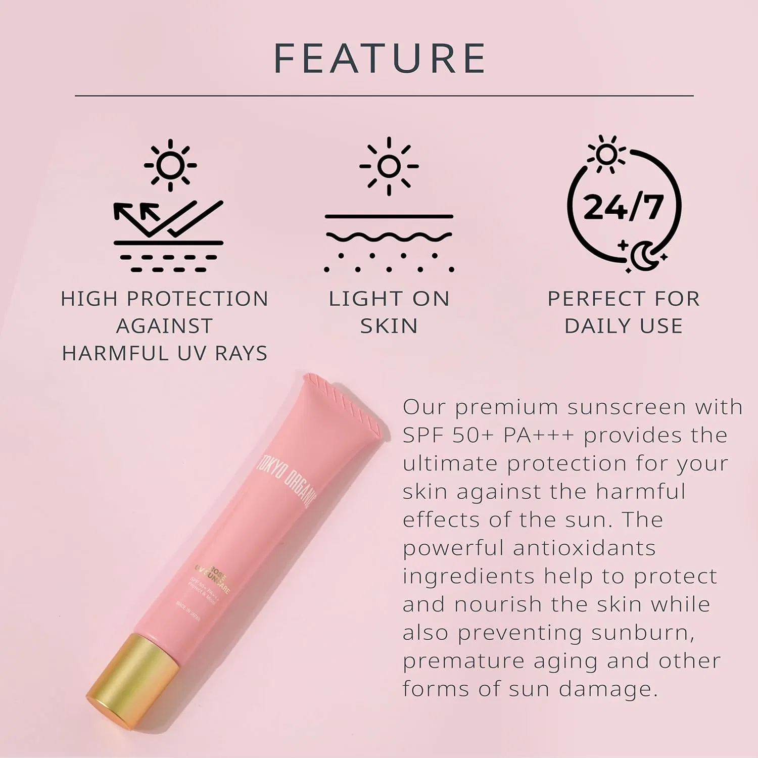 Солнцезащитный крем для лица SPF50+ PA+++, Tokyo Organic, 30 мл — фото 3
