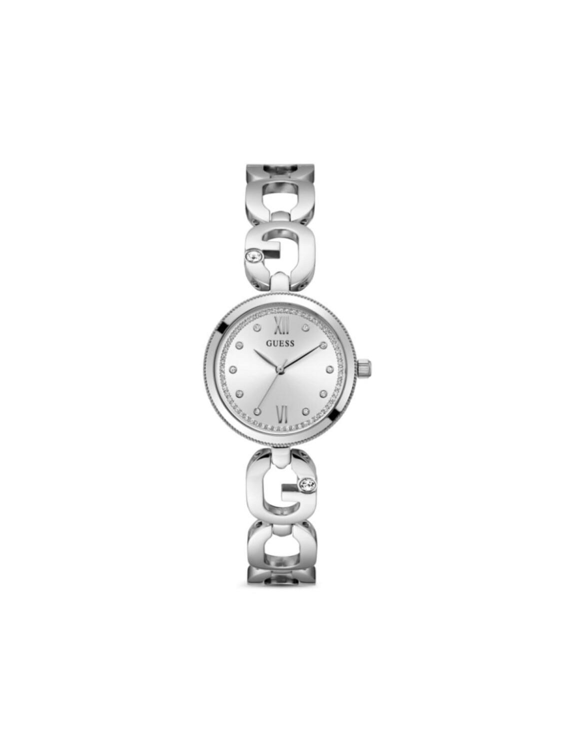 

Наручные часы 30 мм с кристаллами GUESS USA, серый