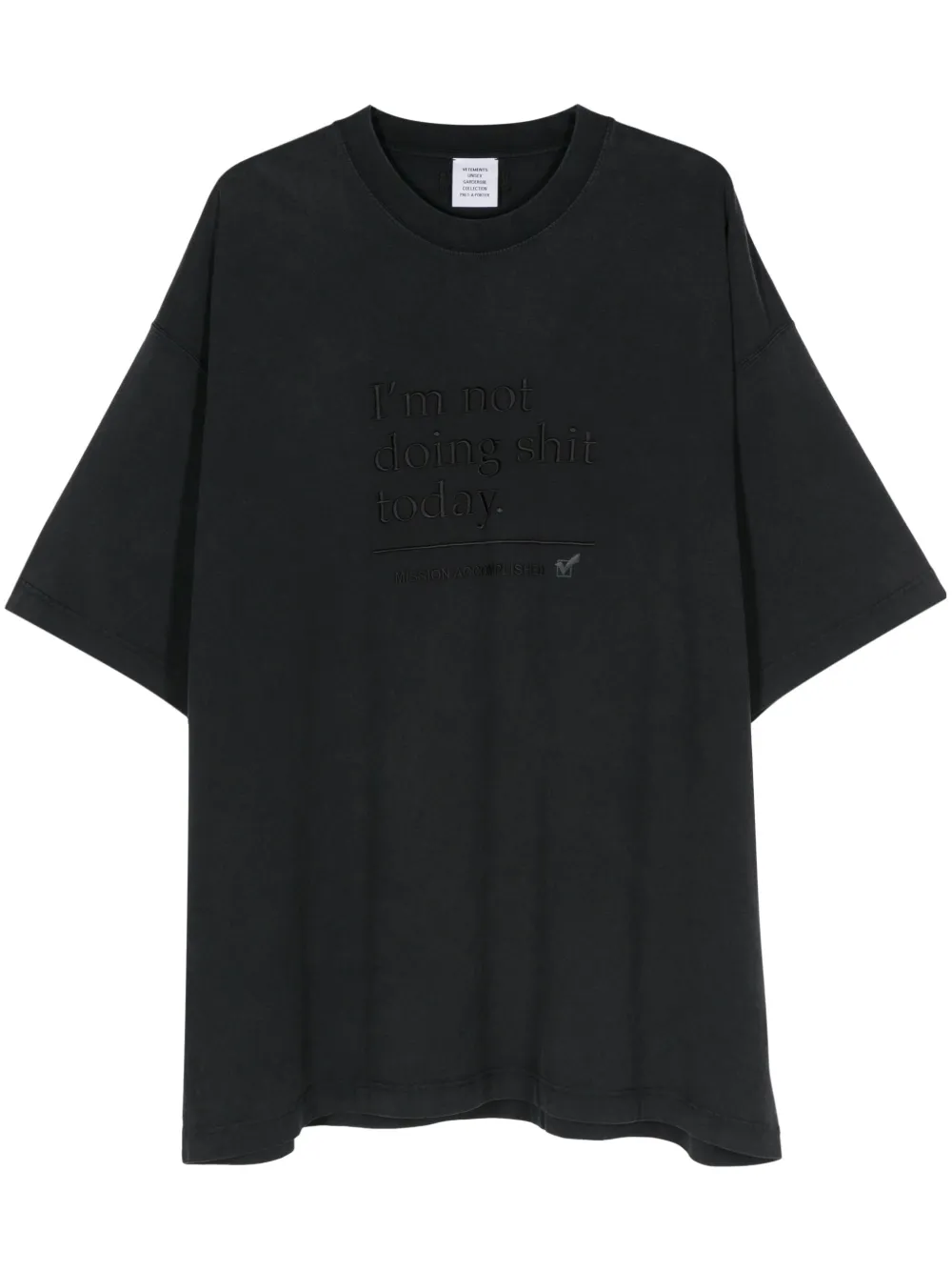 

Футболка с вышитой надписью VETEMENTS, серый