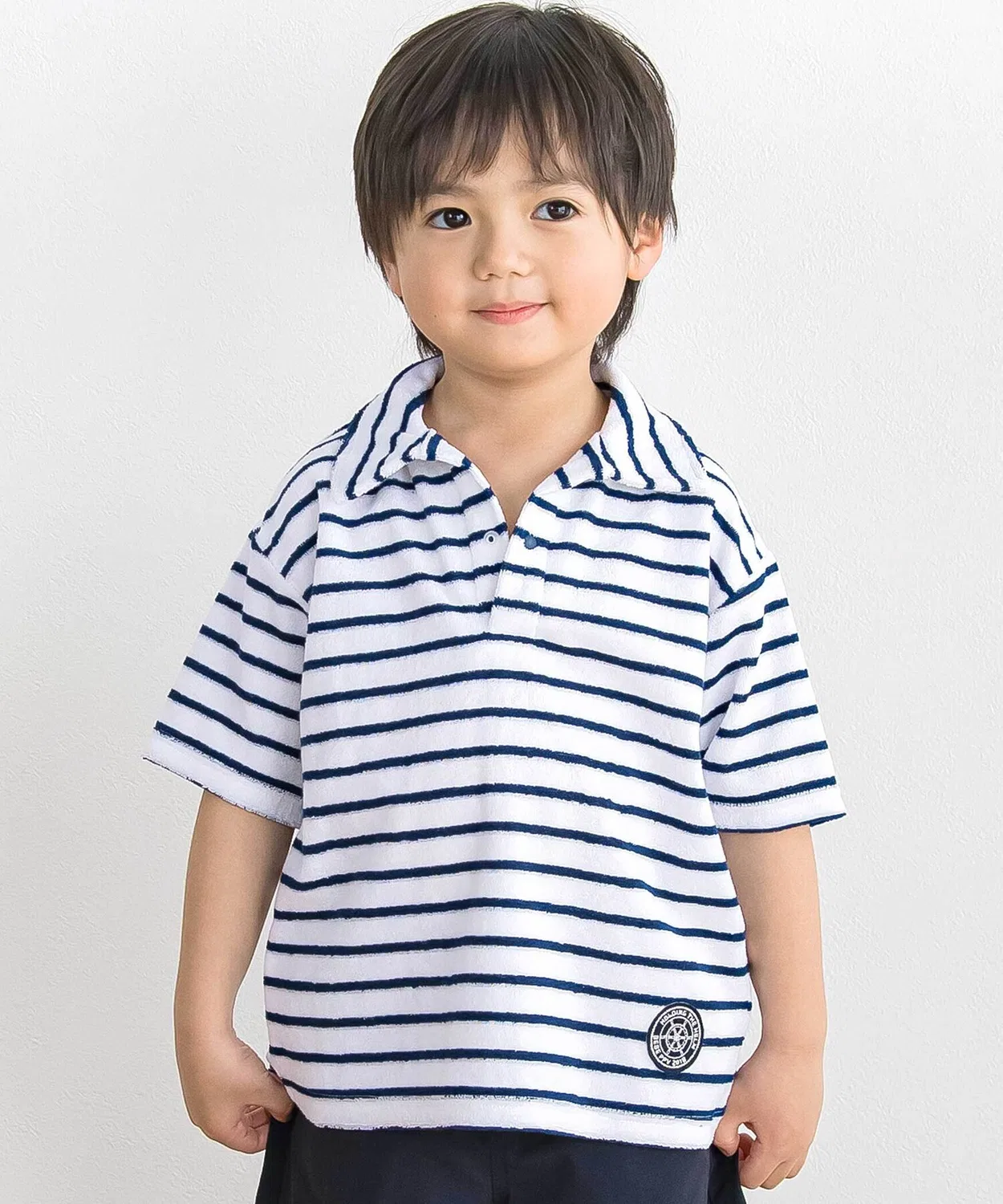 Детская футболка-поло с длинным рукавом хлопковая BeBe Petits Pois Vert, Blue
