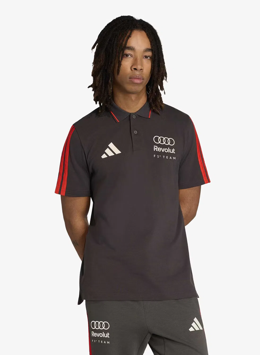 Поло классическое с логотипом Adidas, черный