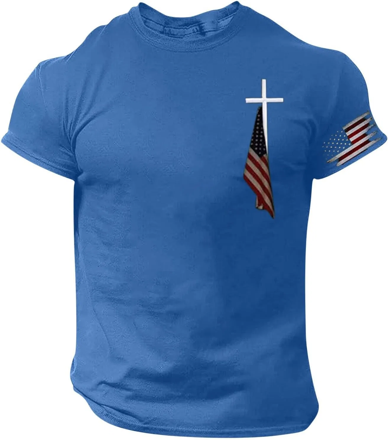 Мужская футболка с американским флагом Slim Fit, Sky Blue