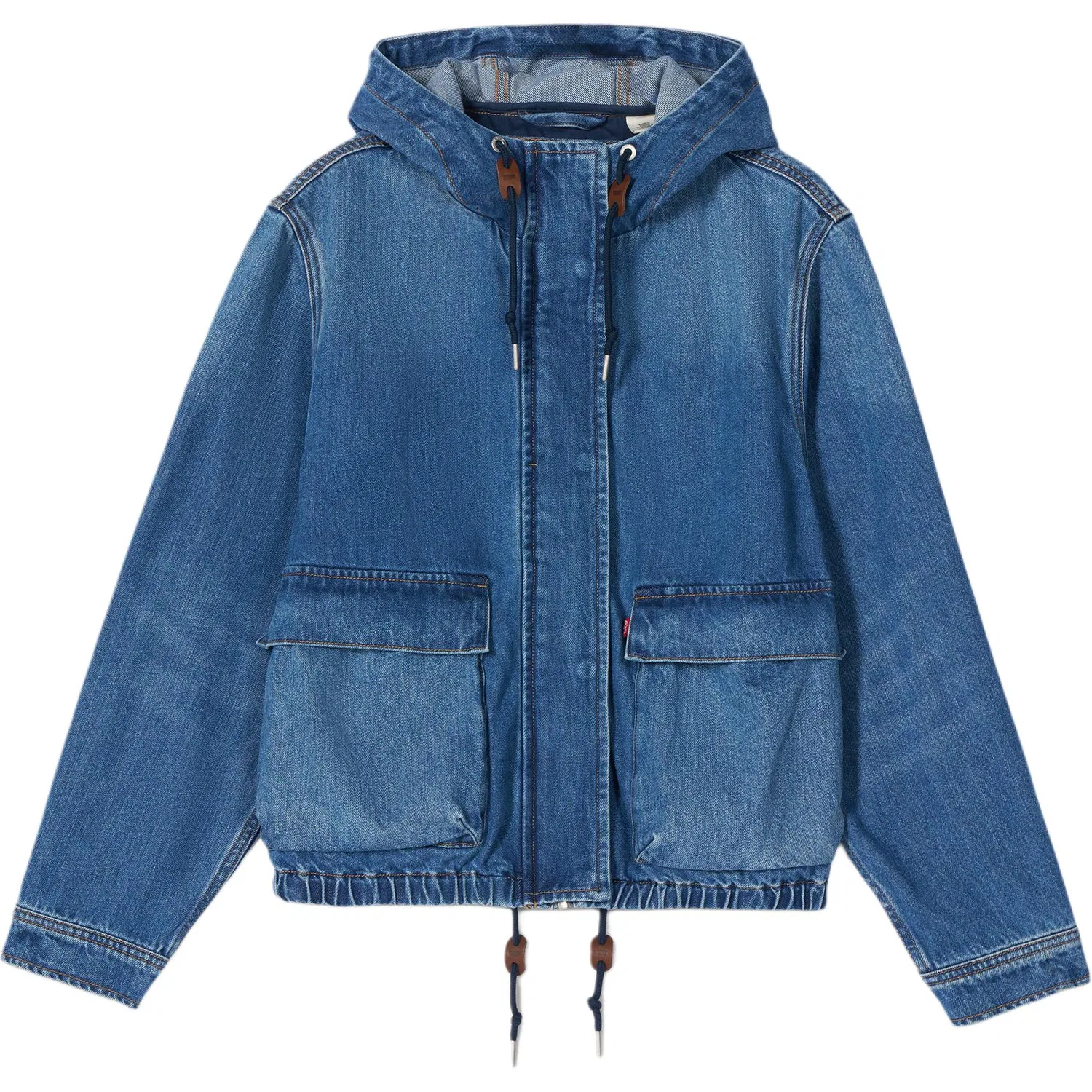 Женская джинсовая куртка с капюшоном, прямой крой Medium Blue, Levis, Medium Blue