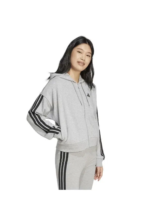 Худи на молнии с длинным рукавом Essentials 3-Stripes Adidas, серый — фото 4
