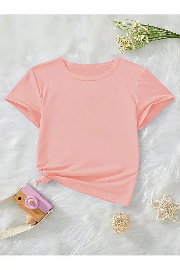Детская футболка для девочек хлопковая basic Sportivea, Pink — фото 3