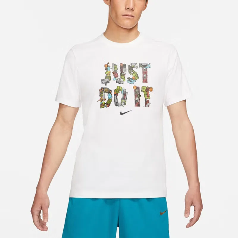 Футболка спортивная с принтом Just Do It Nike, белый — фото 2