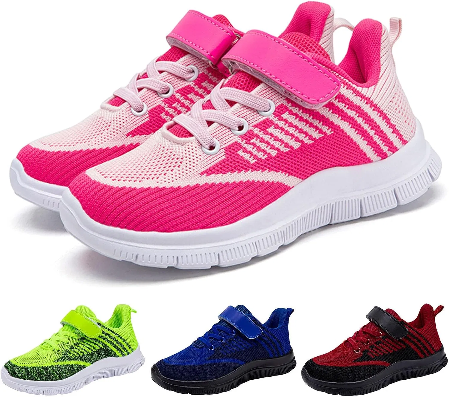 Детские дышащие кроссовки для девочек с сеткой, Hot Pink — фото 4
