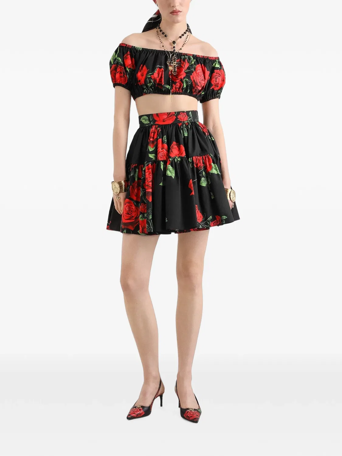 Поплиновая блузка с цветочным принтом Dolce & Gabbana, черный — фото 2