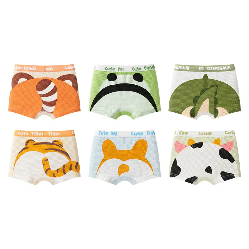 Детские трусы-боксеры тонкие с принтом Green Cow Blue Puppy Green Panda Yellow Tiger MIIOW — фото 3