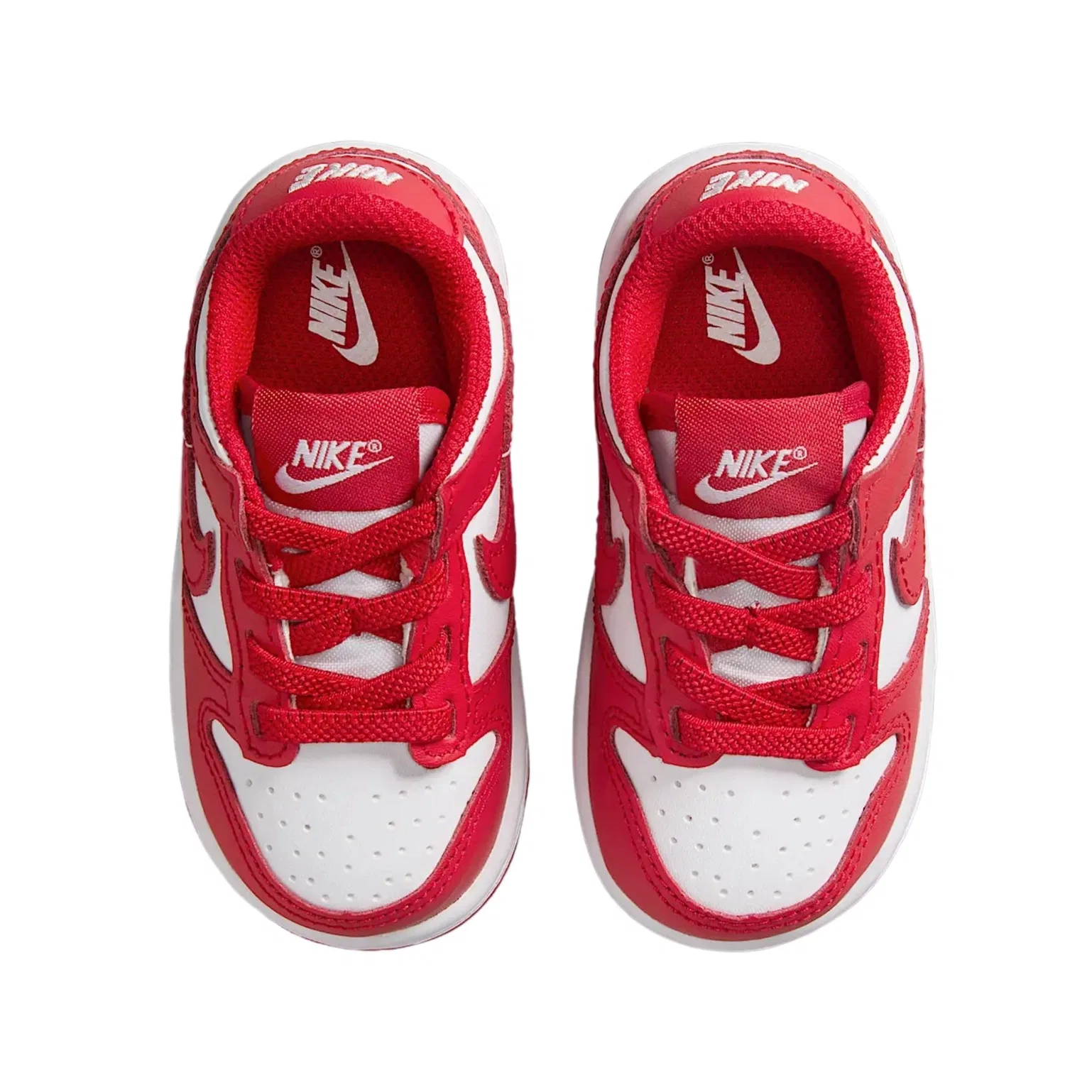 Детские кроссовки для мальчиков с принтом Dunk Low (Td) NIKE, White Red — фото 3
