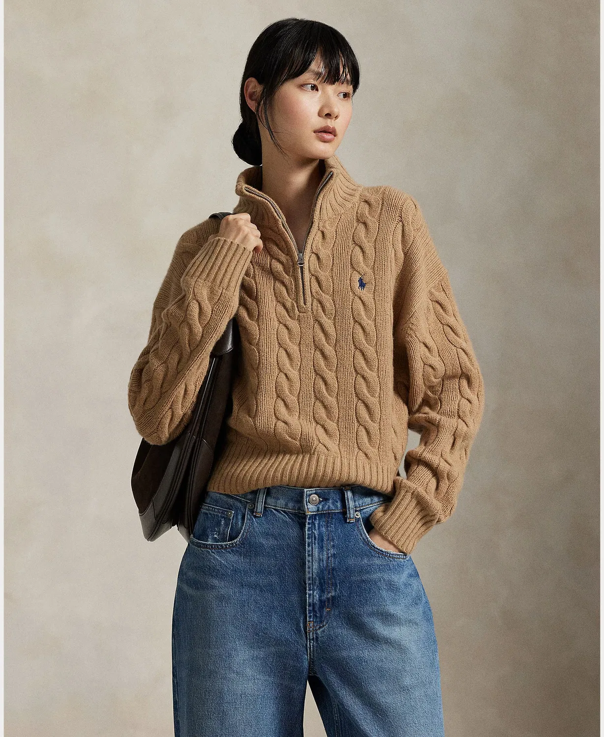 Женский джемпер из шерсти, Cachemira Punto Ochos, Polo Ralph Lauren, светло-коричневый — фото 4