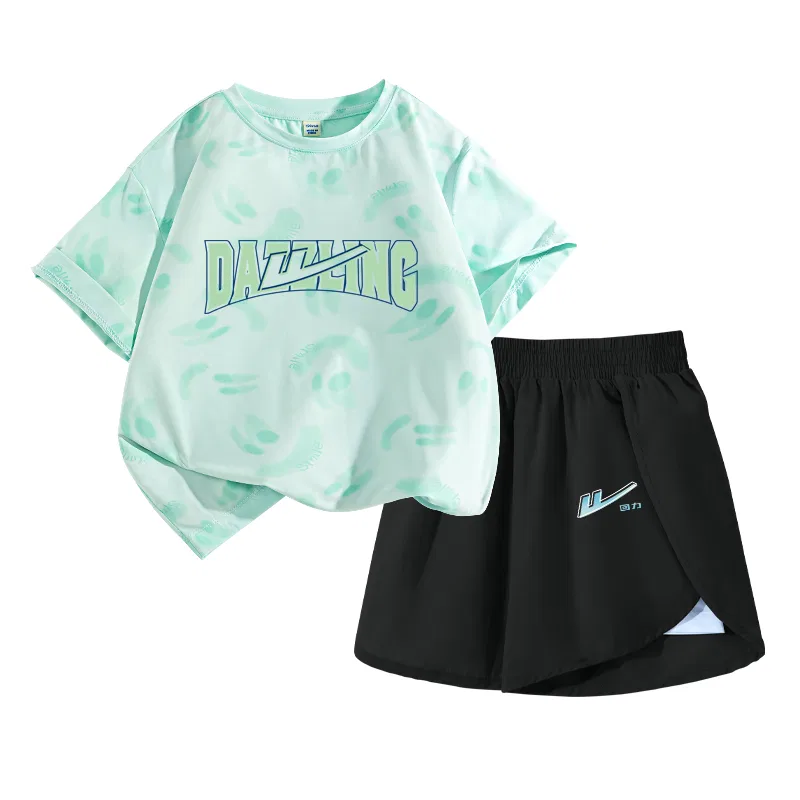 Детский комплект спортивной одежды с принтом Aqua Green/H Green Black English-Aqua Green/H Gradient Blue K WARRIOR — фото 3