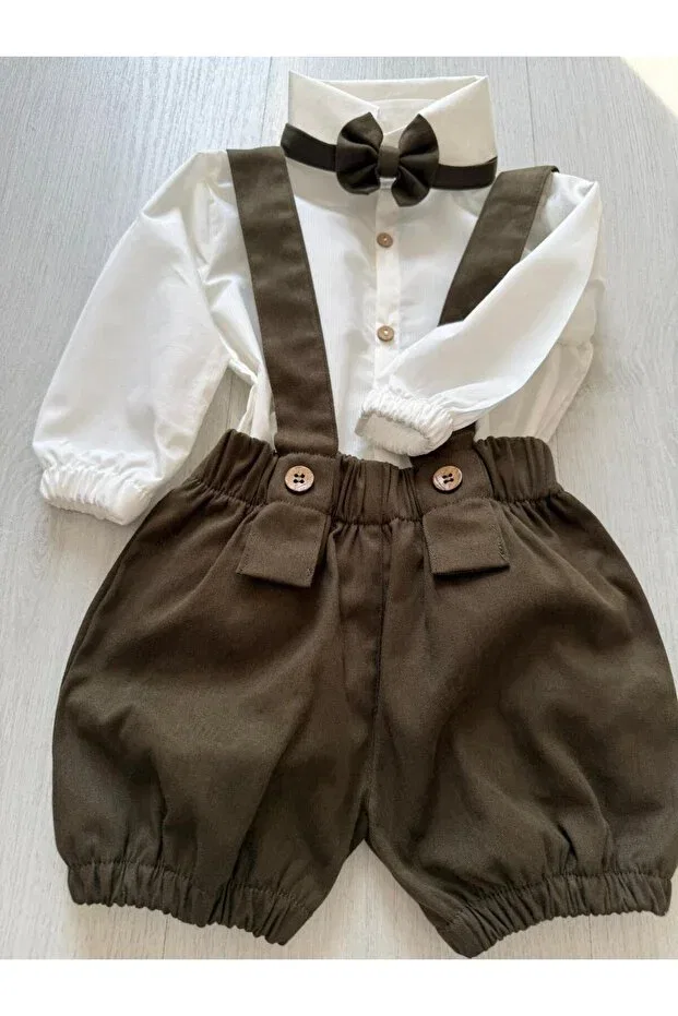 Детский комбинезон для мальчиков хлопковый Basics Ykr Design, Khaki — фото 3