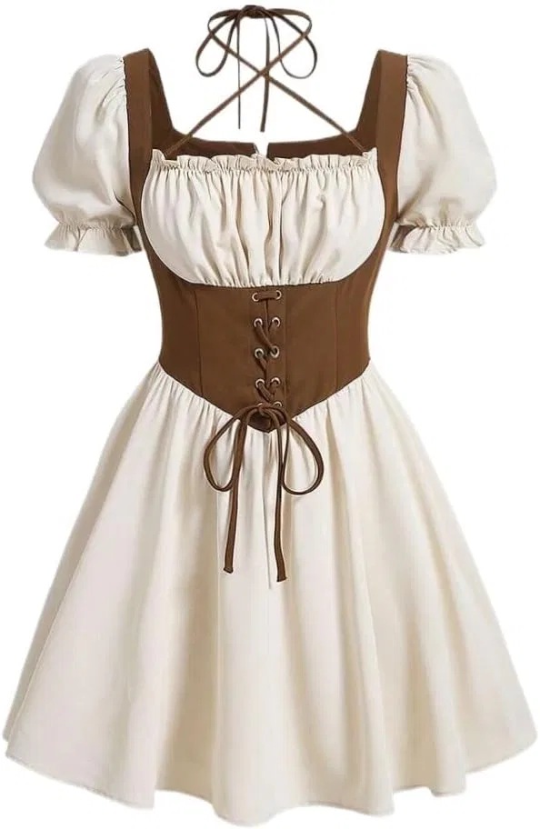 Женское повседневное платье A-line с кружевной шнуровкой Ruched Bust, Multicolor