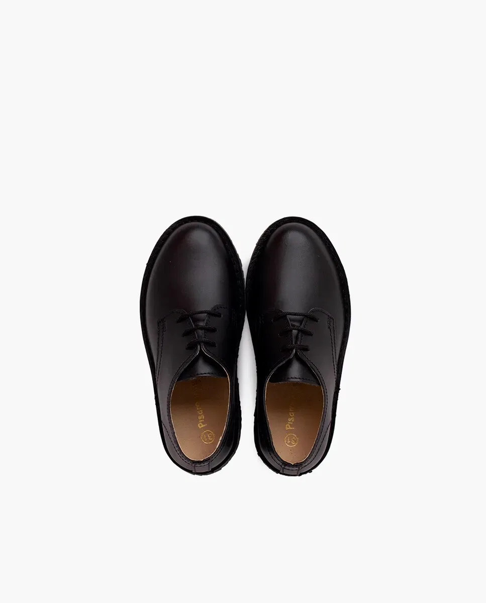 Детские туфли для девочек кожаные blucher Pisamonas, Negro — фото 4