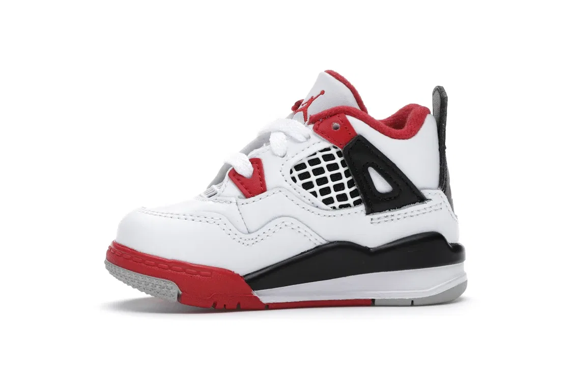 Детские кроссовки Lifestyle Jordan 4 Retro, White/Black-Tech Grey-Fire Red — фото 3
