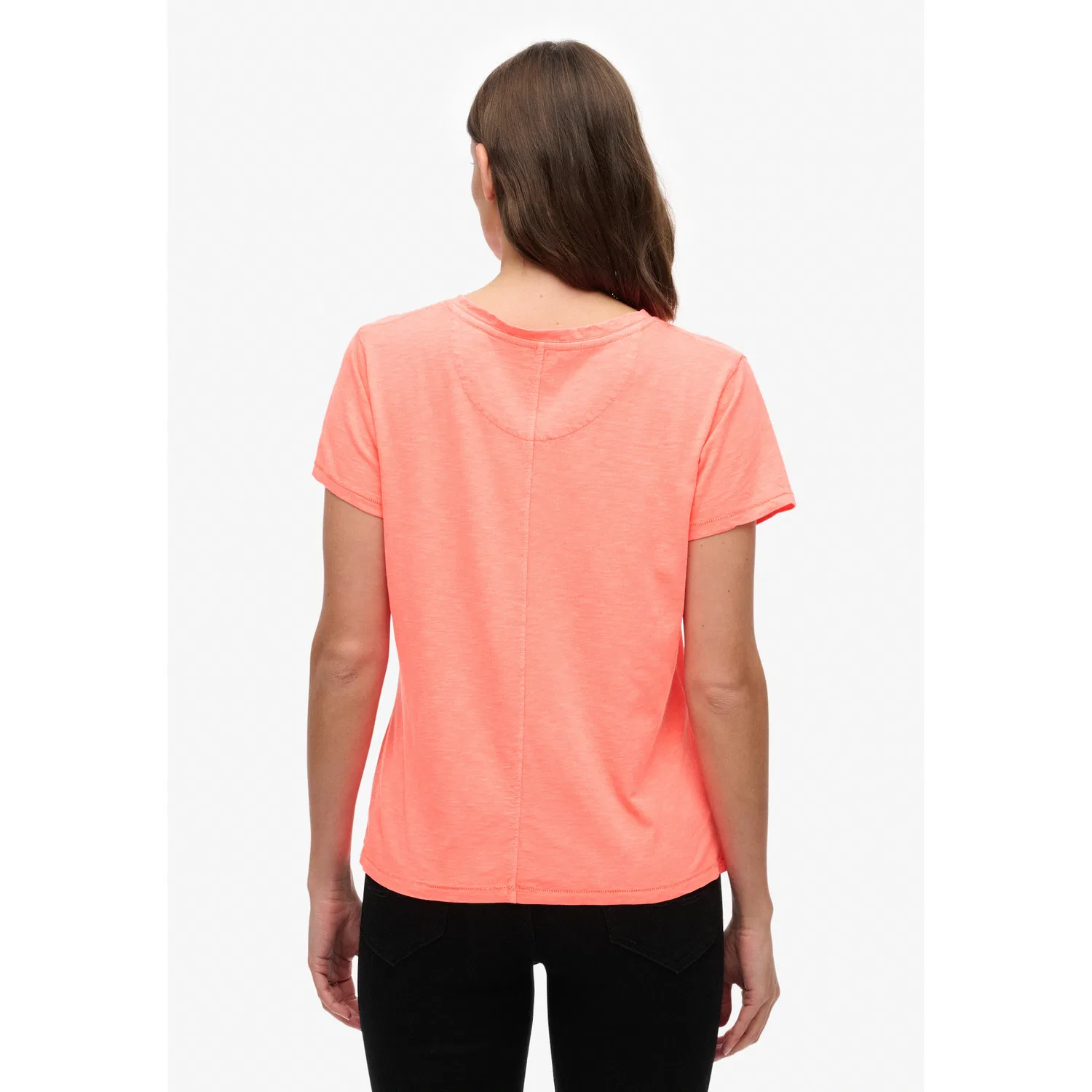 Женская футболка с V-образным вырезом Superdry, Fluro Coral — фото 3