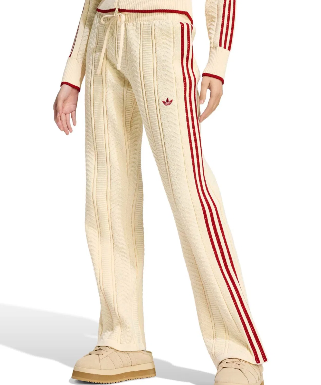 Женские широкие спортивные брюки с утяжкой Adidas SST Wide Leg Trackpant, Бежевый