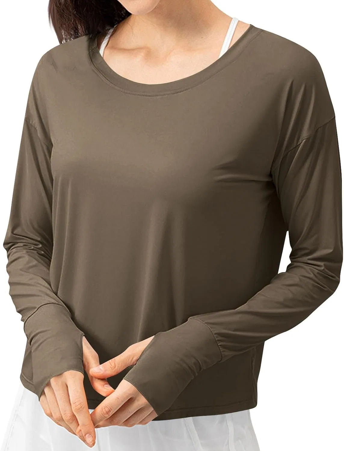 Женская рашгард с защитой UPF 50+, Brown