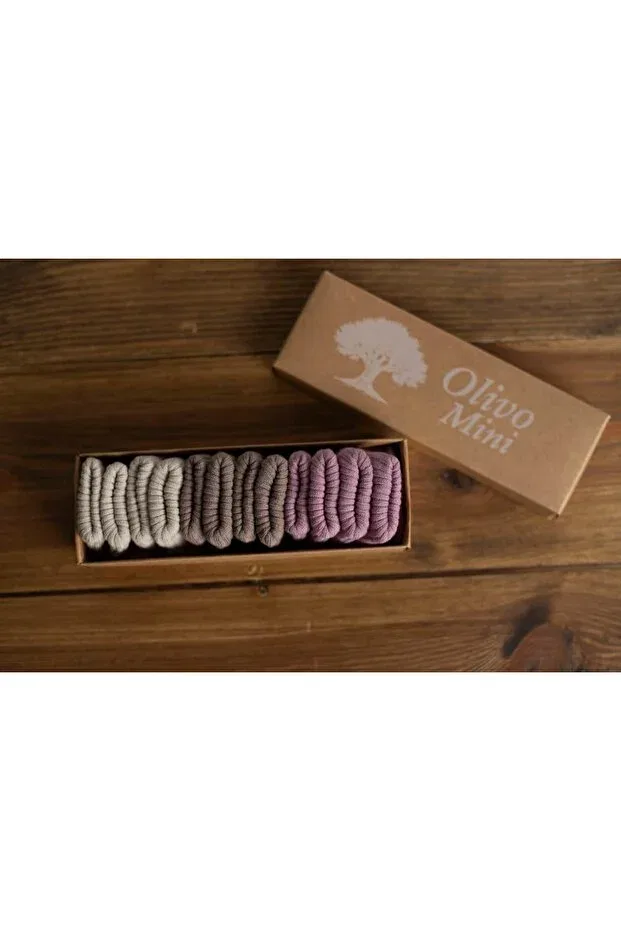 Детские носки для новорожденных из бамбука 6 шт Olivo Mini, Pink-Coffee-Beige — фото 2