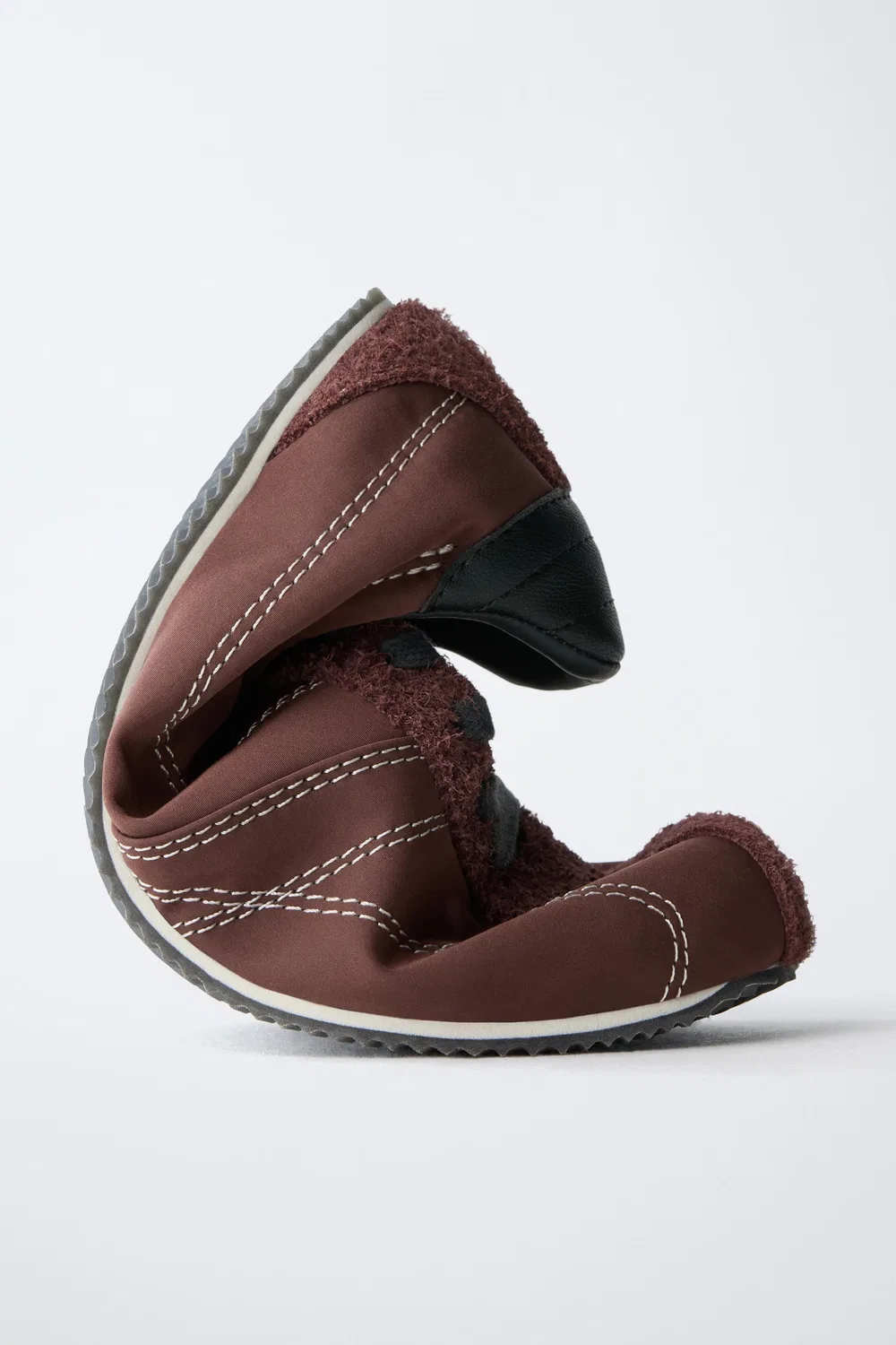 Кроссовки с тонкой подошвой ZARA, Maroon — фото 3