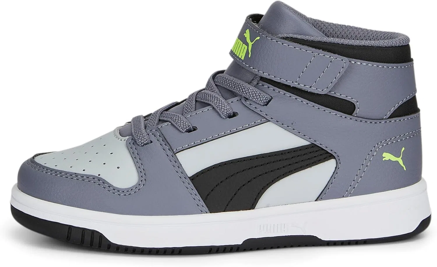 Детские кроссовки для мальчиков Rebound Layup PUMA, Gray Tile/Puma Black/Platinum Gray/Lily Pad