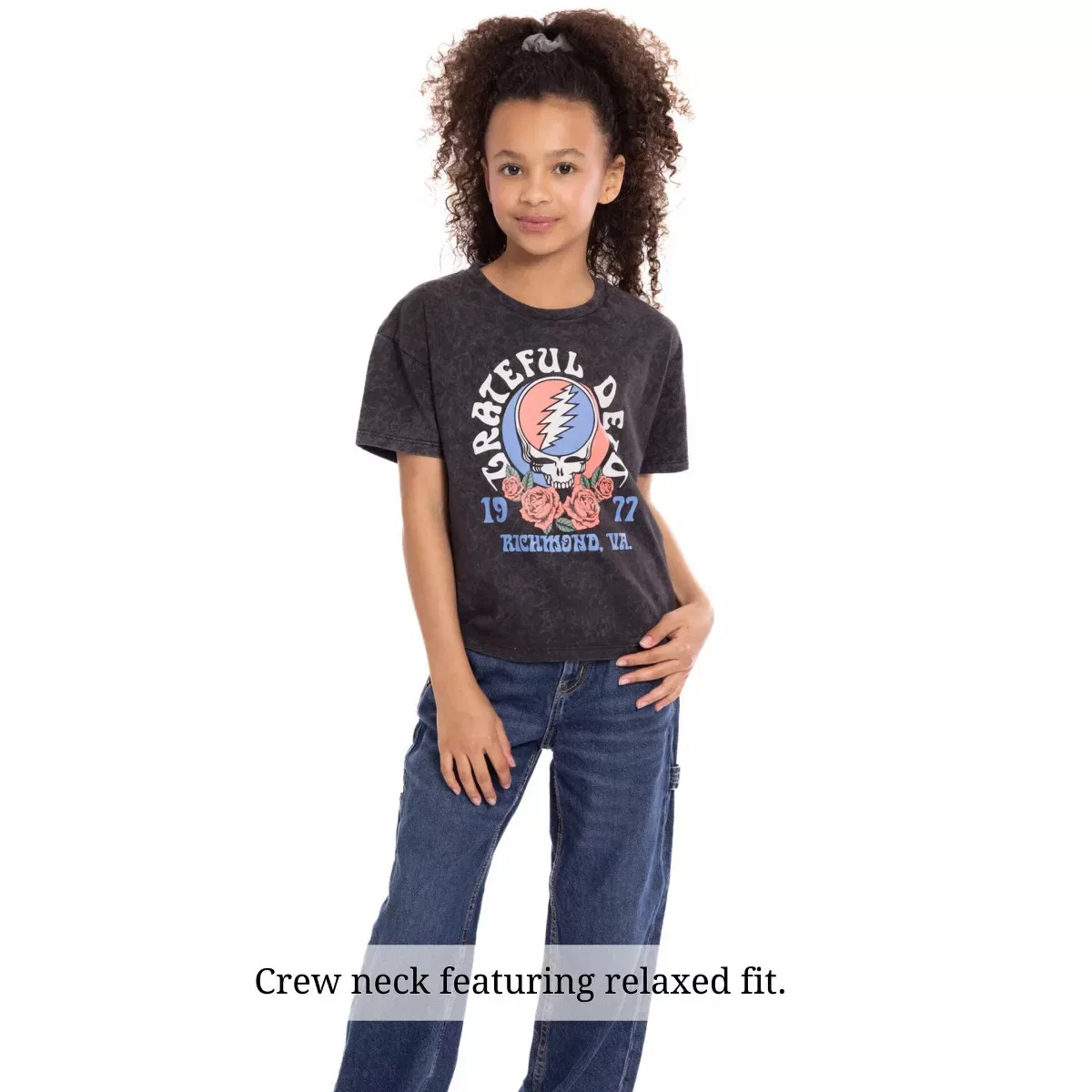 Детская футболка с принтом Grateful Dead Drop Shoulder T-Shirt Logo Grateful Dead, Black — фото 3