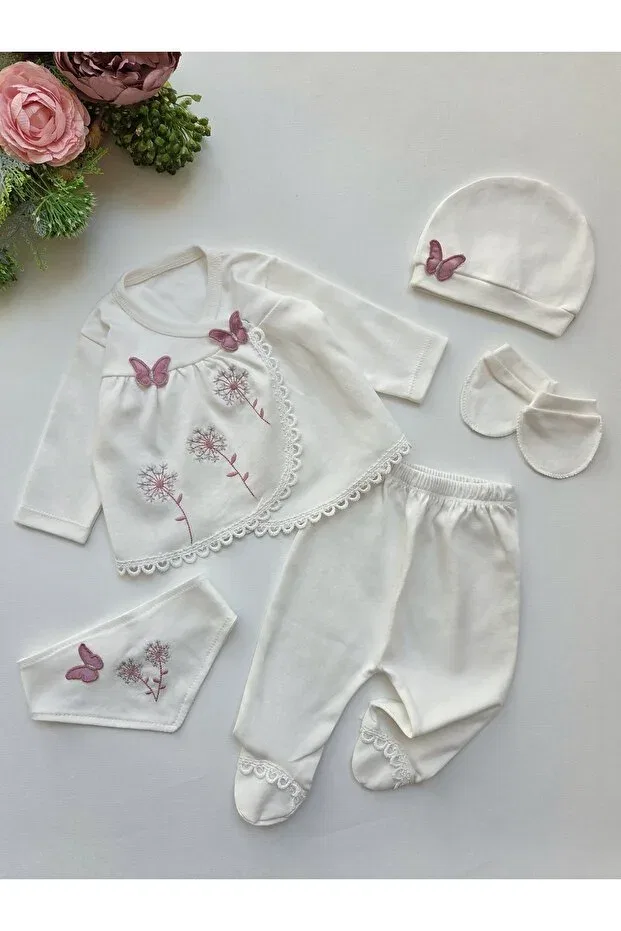 Детский комплект боди для новорожденных хлопковый Panfilia, White-Powder-White — фото 2