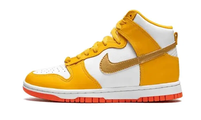 Детские кроссовки высокие с принтом Dunk High Nike, University Gold White Crimson