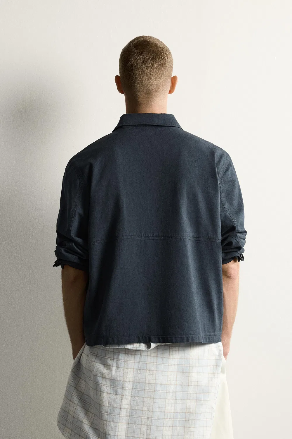Рубашка свободного кроя с карманами. ZARA, Grey/Blue — фото 3