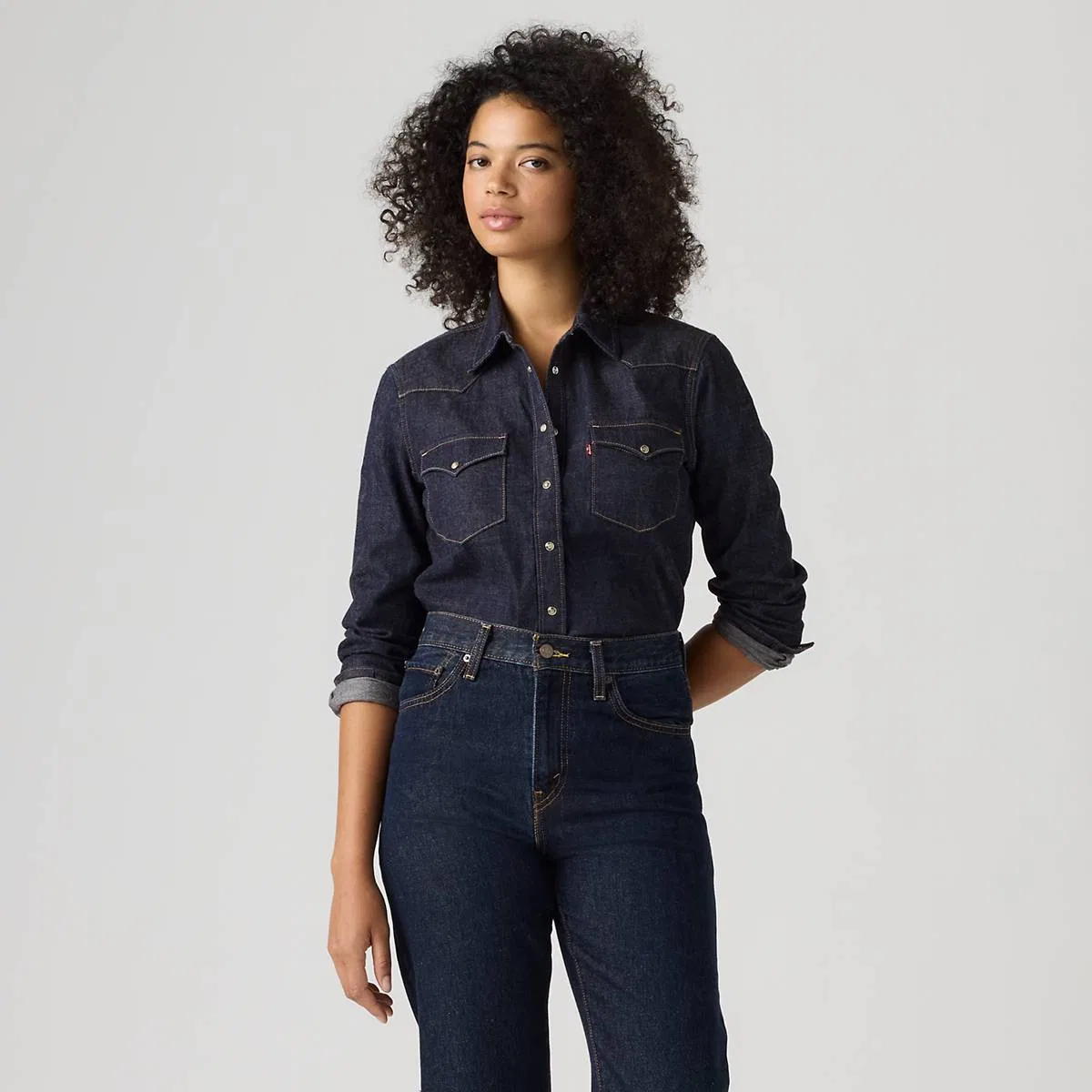 Классическая джинсовая рубашка в западном стиле на пуговицах Levi's, First Impression Western - Blue — фото 3
