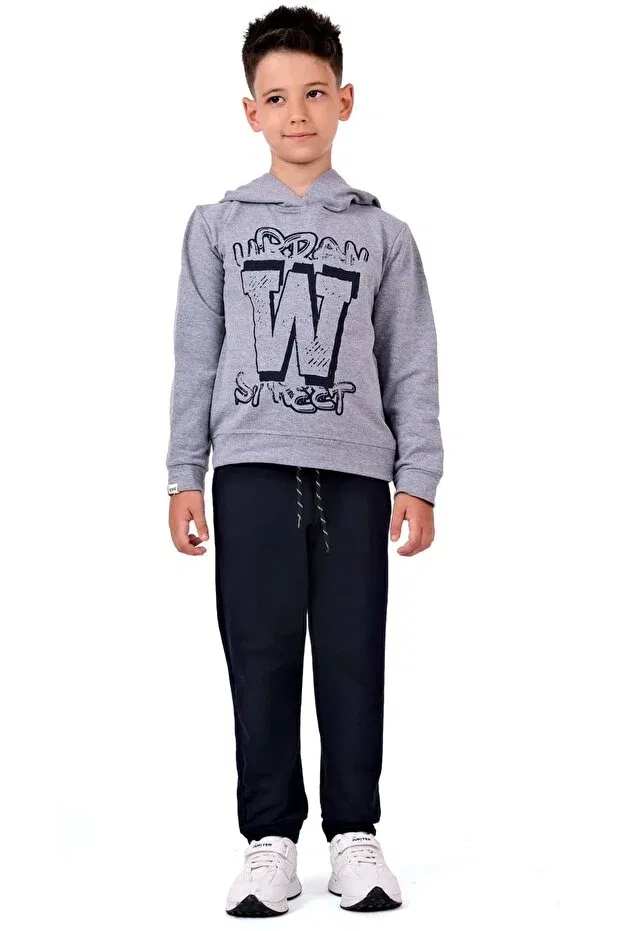 Детский спортивный костюм с принтом Urban w street 2iplik Minikadam, Light Gray — фото 2