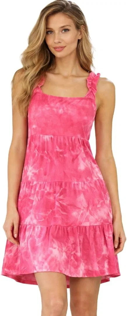 Женское платье миди с tie-dye принтом из мягкого трикотажа, Coral/Peach