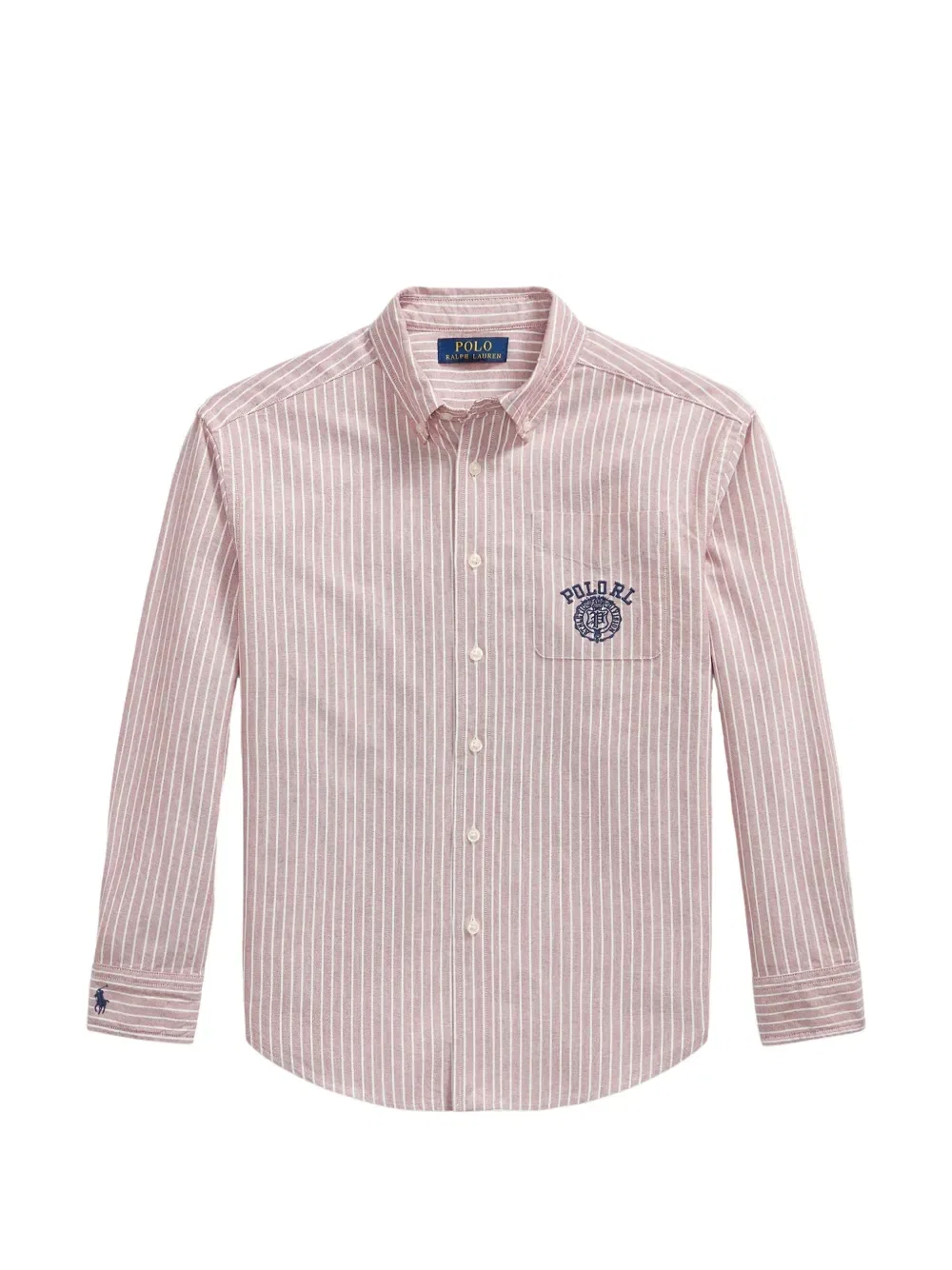 Полосатая рубашка с вышивкой Polo Ralph Lauren Kids, розовый