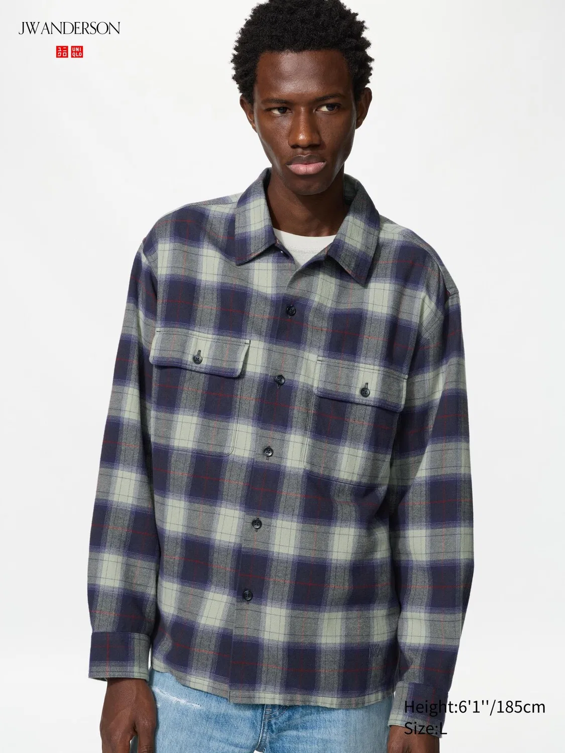 Рубашка Uniqlo, фланелевая, темно-синий