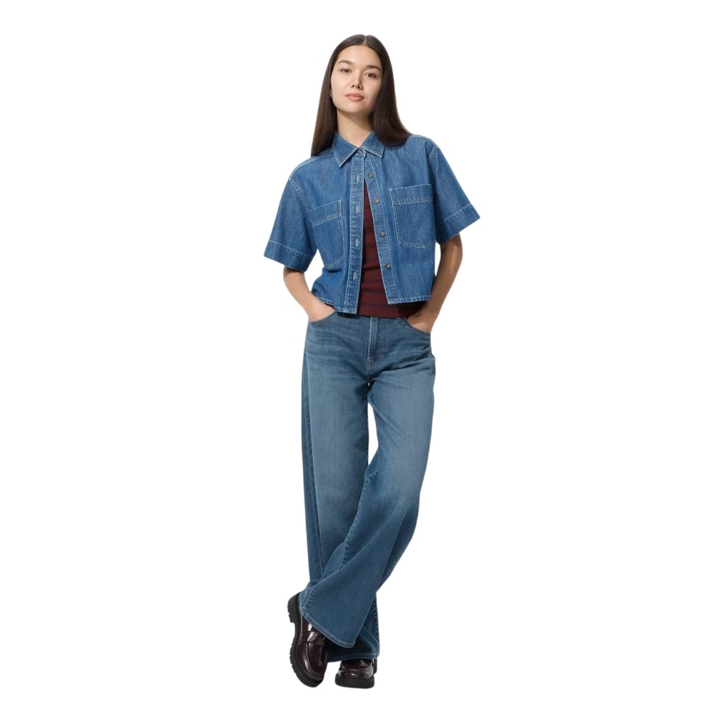 Джинсы Uniqlo EZY Wide Straight Longer Length, 66 синий