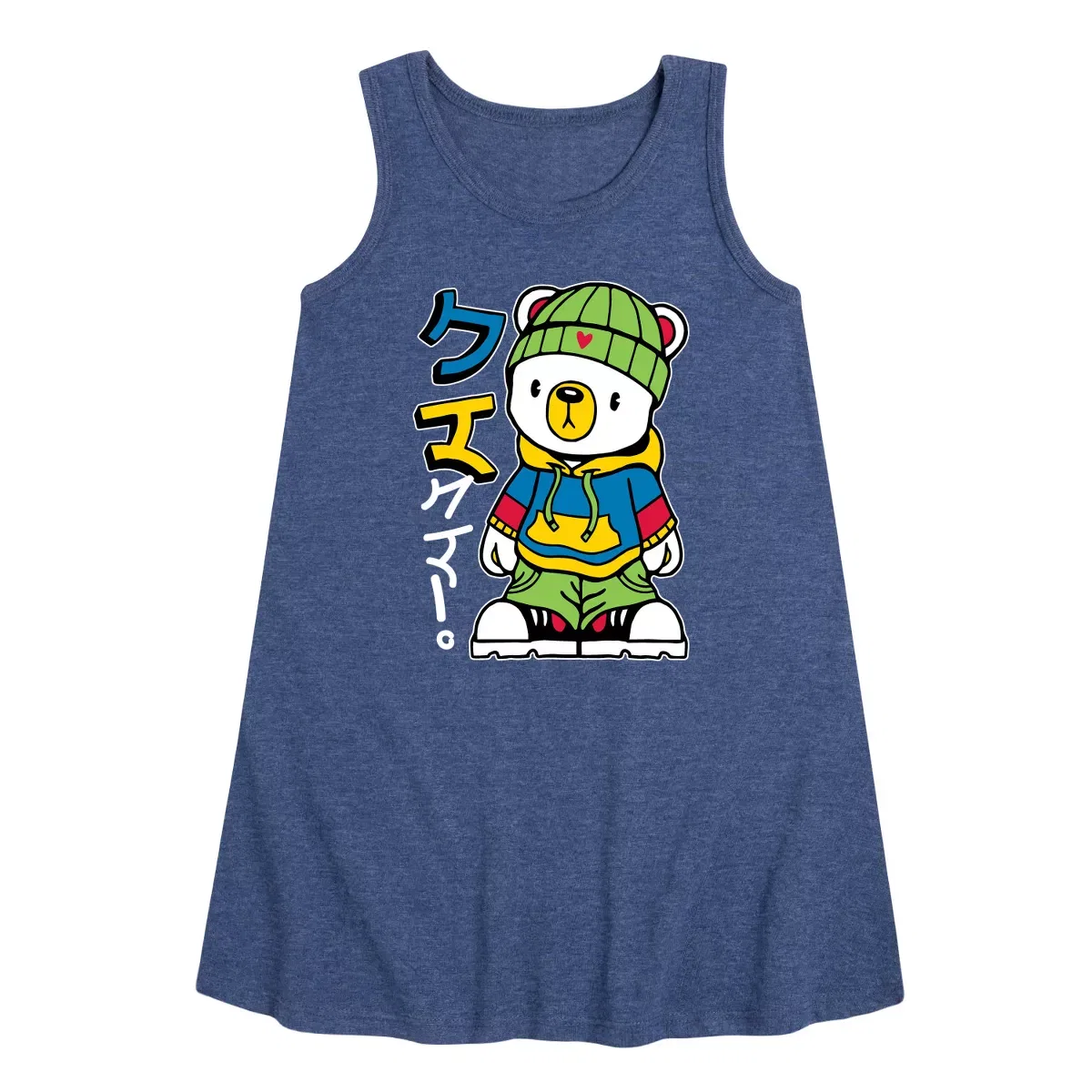 Детское платье-трапеция без рукавов Streetwear Kuma Instant Message, Heather Navy