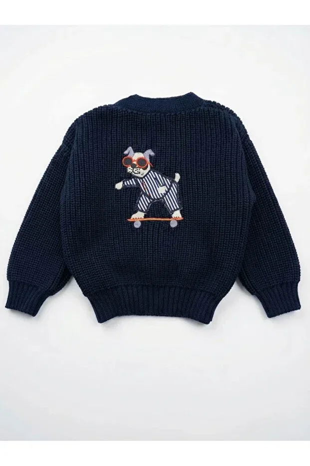 Детский кардиган для девочек с принтом Joriens Little, Navy Blue — фото 2