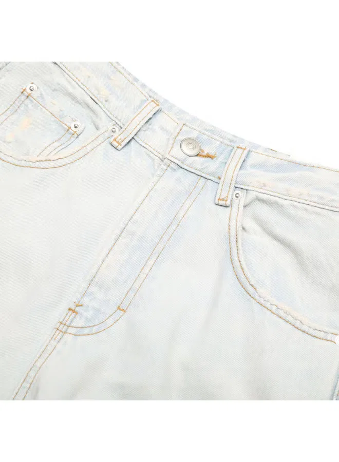 Брюки широкие прямые с эффектом потертости Zara, голубой — фото 4