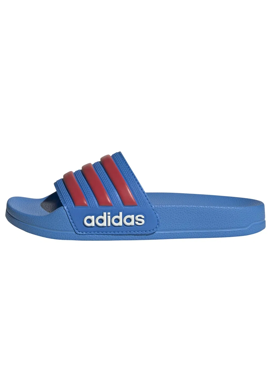 Детские шлепанцы для мальчиков с быстросохнущим материалом Adilette Shower Slides Adidas, Lucid Ray Blue Semi Glossy Red Off White