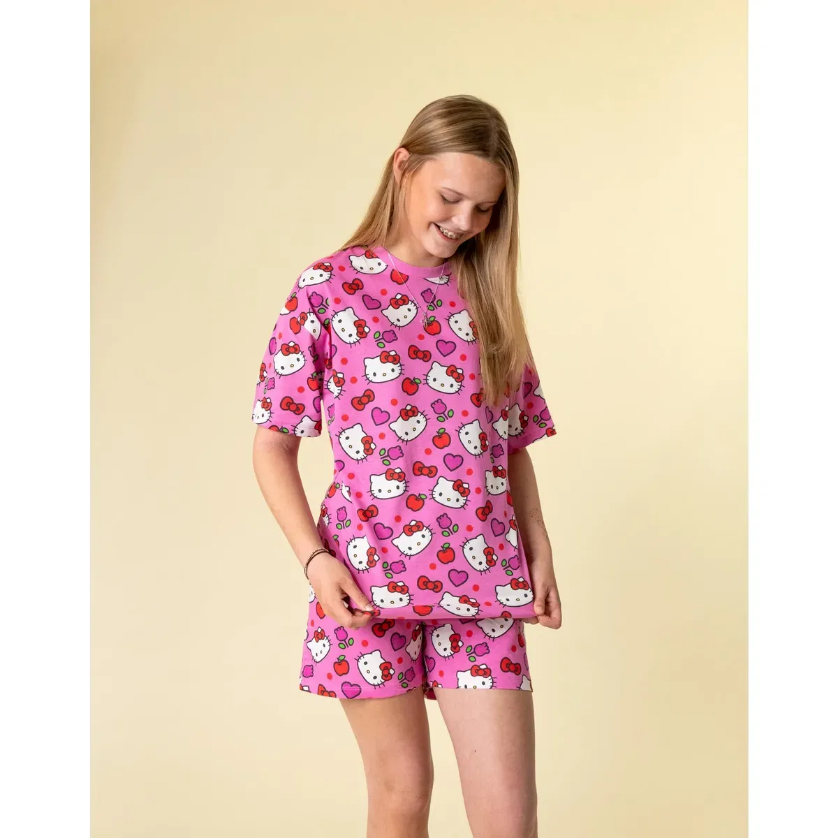 Детский комплект с коротким рукавом и короткими штанинами Hello Kitty, Pink — фото 4
