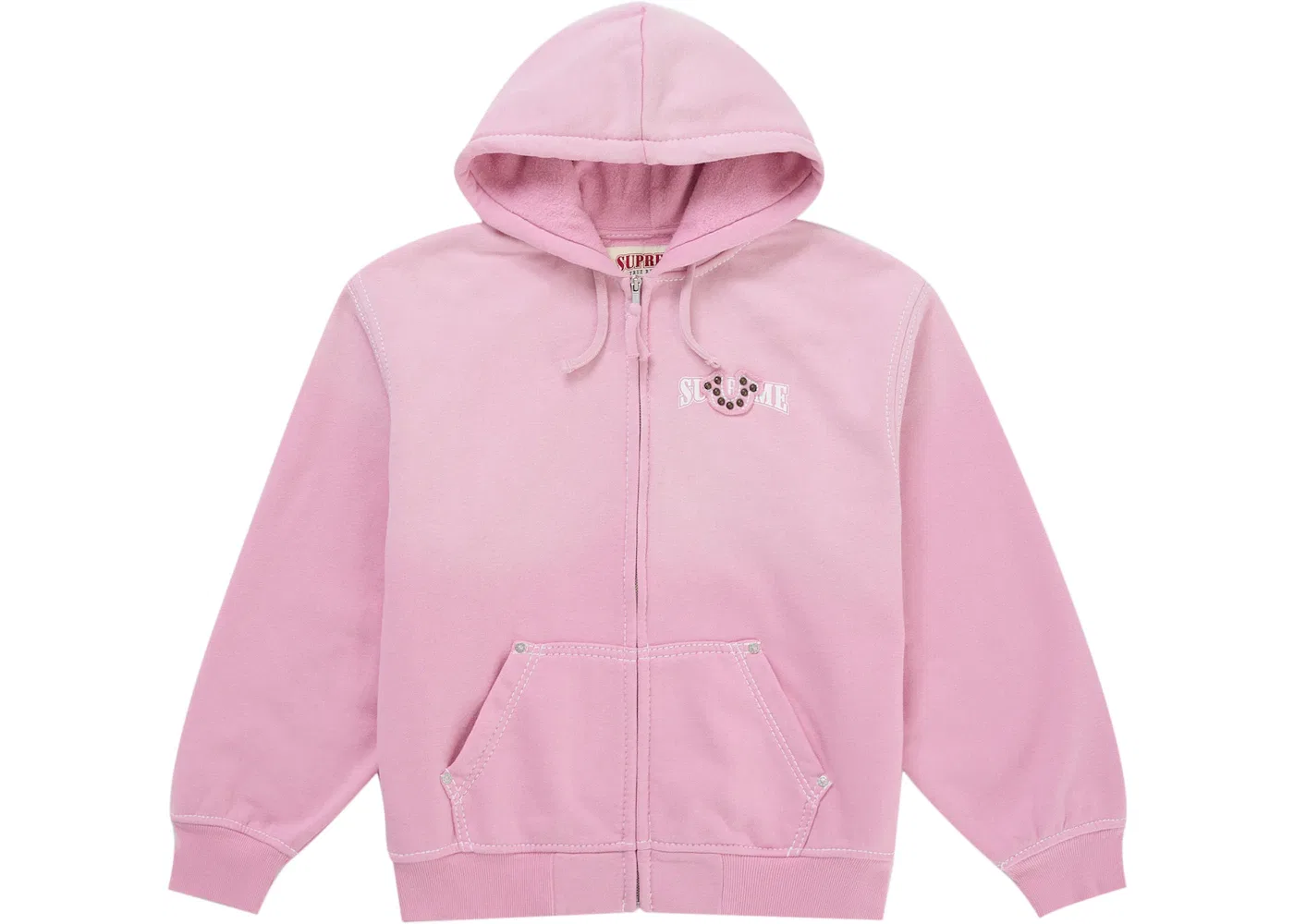 Мужская худи на молнии с капюшоном FW25 Supreme, Pink