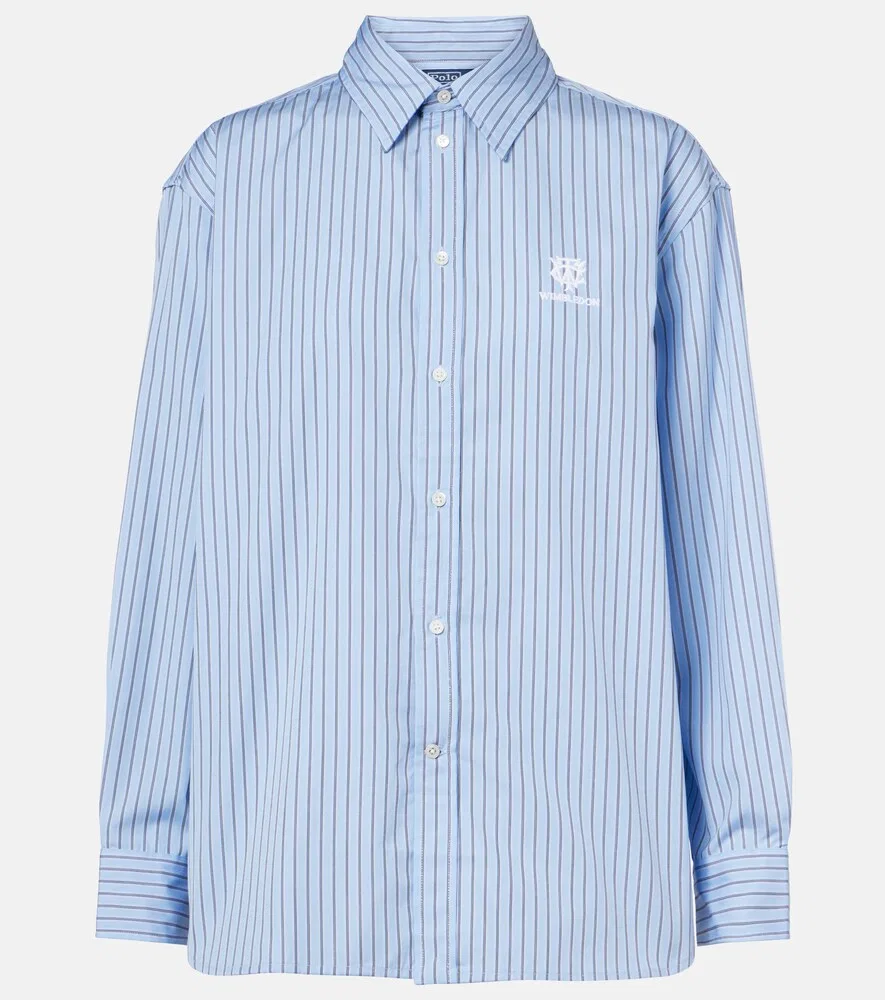 Хлопковая полосатая рубашка Wimbledon Polo Ralph Lauren, синий