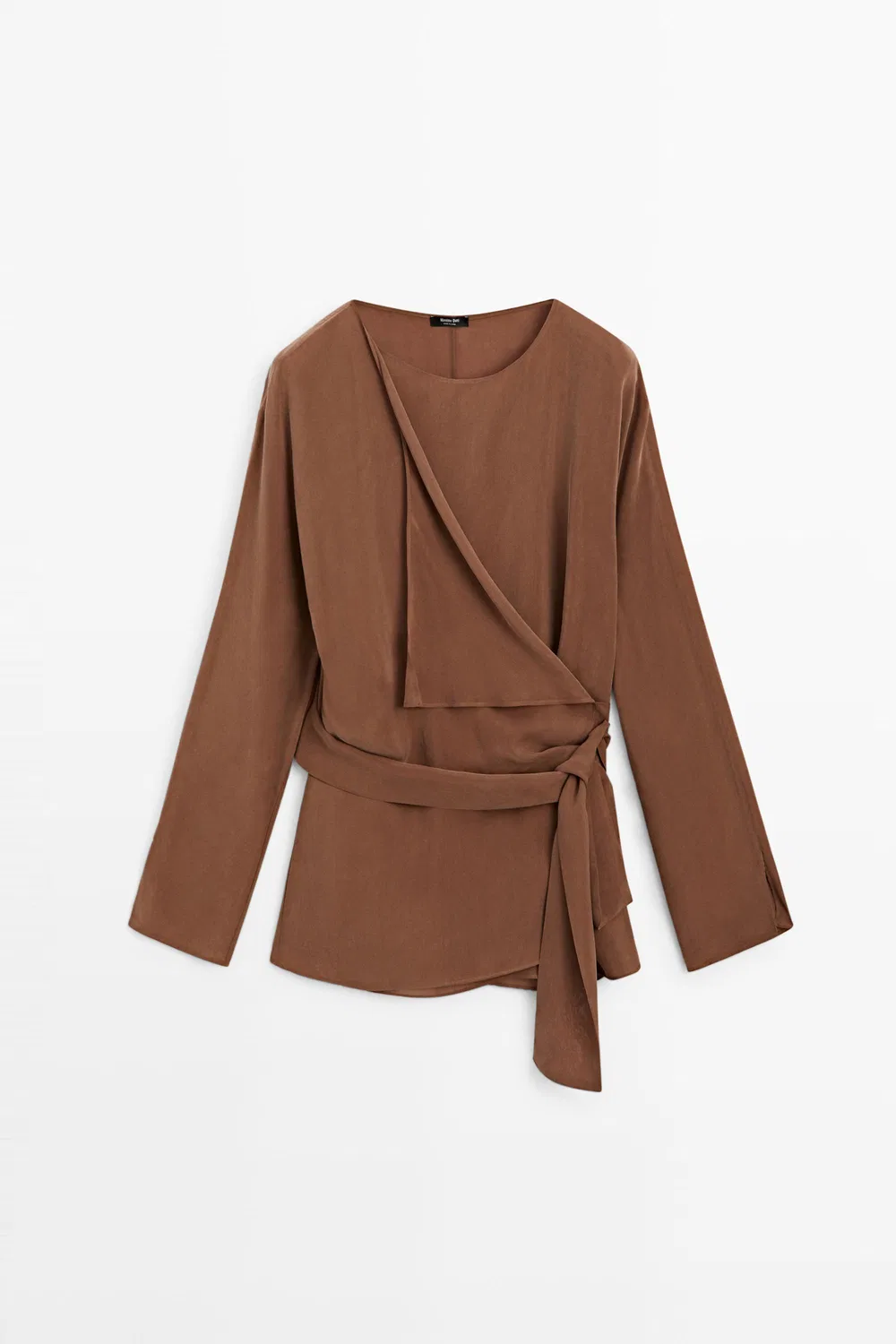 Кимоно Massimo Dutti, струящееся с завязками, коричневый — фото 4